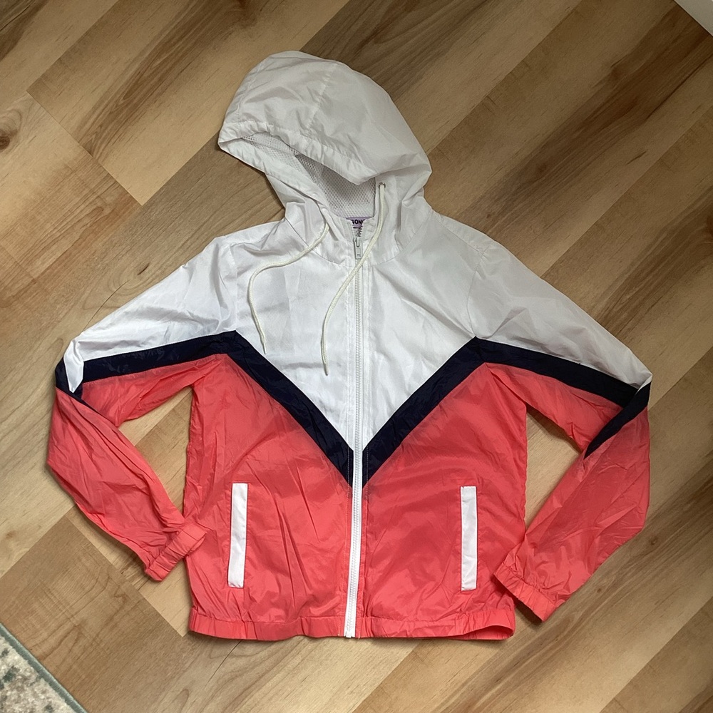Ci Sono White and Coral Hooded Wind Jacket | women’s S | spring casual teen